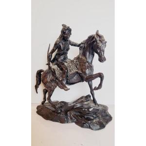 Bronze Sculpture - Indian On Horseback