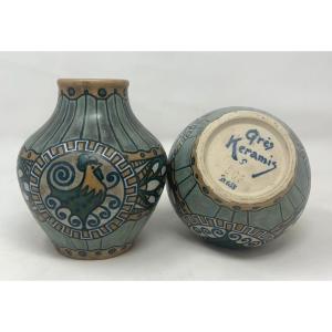 Pair Of Keramis Stoneware Vases 