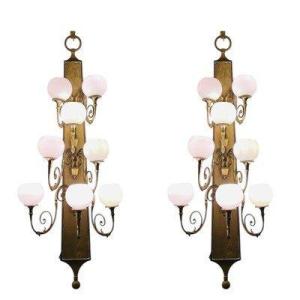 Large Pair Of Bronze Wall Lights, Circa 1920, "hotel Métropole, Brussels"