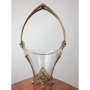 Art Nouveau Crystal And Bronze Cup