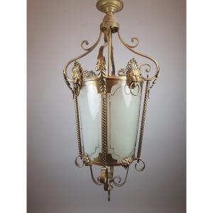 Bronze And Brass Hall Lantern, 19th