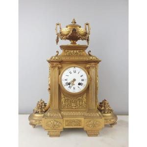 Louis XVI Style Gilt Bronze Clock, 19th