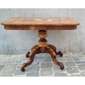  Pedestal Table With Inlaid Flap