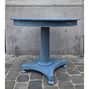 Blue-washed Wooden Pedestal Table, Sweden, Late 19th Century