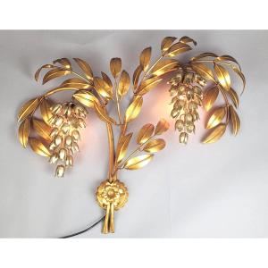 Gold And Silver Metal Wall Light - Circa 1950