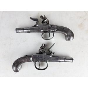 Pair Of Iron Pistols, England Circa 1740