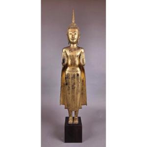 Large Gilded Wooden Buddha, Siam, 18th Century  