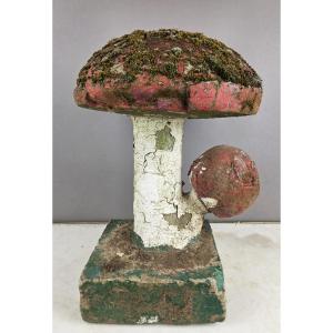 Polychrome Cement Mushroom, Circa 1970