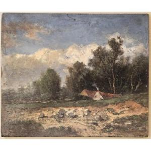 Oil On Panel "landscape" Early 20th Century