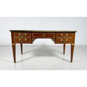Louis XVI Style Bureau Plat In Mahogany And Gilded Bronze, Early 19th Century