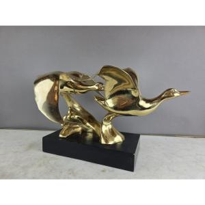 "l'envol" Brass Sculpture Circa 1970