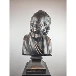 Patinated Plaster Bust Of "voltaire" 19th Century