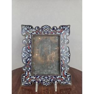 Cloisonné Bronze Photo Holder, 19th Century