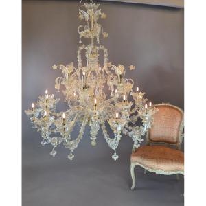 Large 20-light Murano Glass Chandelier, 20th Century
