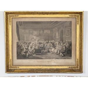Print After The Engraving "louis XV, An Evening At Madame Geoffrin's", 19th
