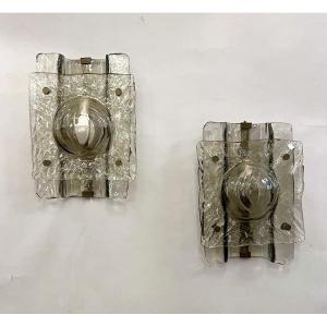 Pair Of Murano Glass Sconces, Circa 1960