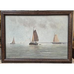 Steppe R., Belgian School, Oil On Canvas "seascape"