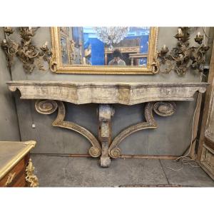 Patinated Wooden Console Table, Late 19th Century