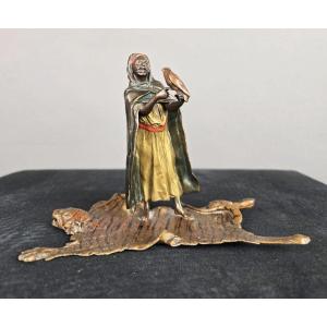 Vienna Bronze, Oriental Figure Resting On A Tiger Skin, Franz Bergman