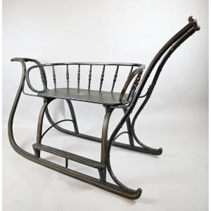 Patinated Wooden Sled Bench, Late 19th Century