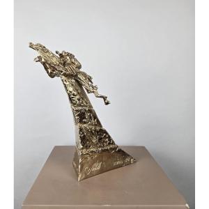 Gilt Bronze Sculpture "bayard Horse", Strebelle, 2000