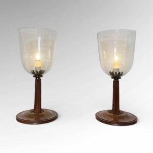 Pair Of Walnut Candle Holders 