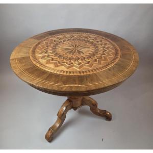 Finely Inlaid Side Table, 19th
