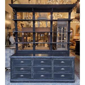 A Piece Of Black Polystyrene Wood Workshop Furniture, Circa 1900