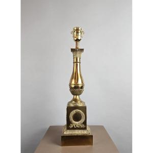 Empire Style Lamp Base In Bronze And Brass, Late 19th Century