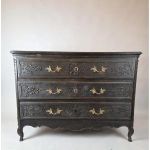 Louis XV Style Chest Of Drawers In Patinated Wood