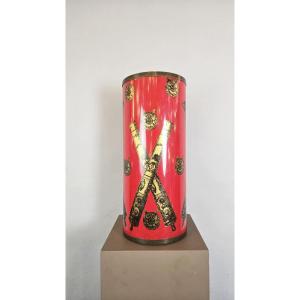 Vintage Lacquered Metal Umbrella Stand, Circa 1950
