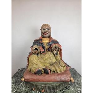 Articulated Chinese Dignitary In Polychrome Terracotta, Early 19th Century