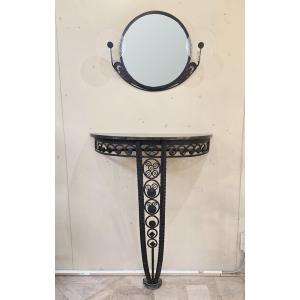 Art Deco Console And Mirror, Circa 1940