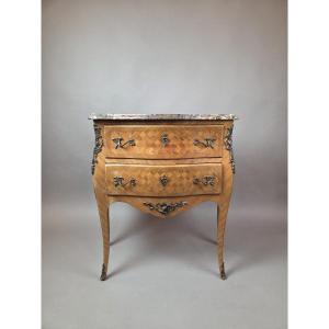 Small Louis XV Style Marquetry Chest Of Drawers, Early 20th Century