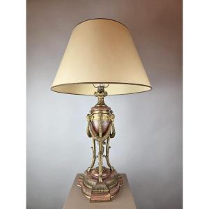 Lamp Base In Marble And Gilt Bronze, Napoleon III Period