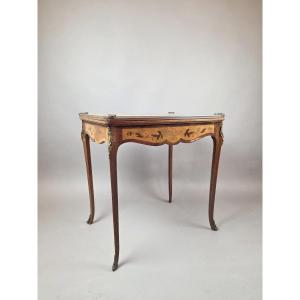 Louis XV Style Marquetry Wood Games Table, Early 20th Century