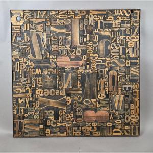 Decorative Panel Adorned With Antique Printing Letters 