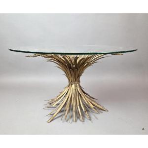 Brass Coffee Table "ears Of Wheat" By Goossens Circa 1970