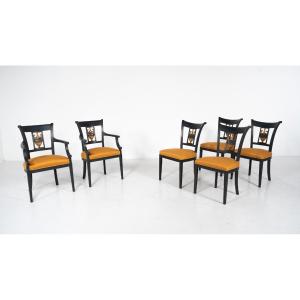 Set Of 2 Armchairs And 4 Chairs In Empire Style