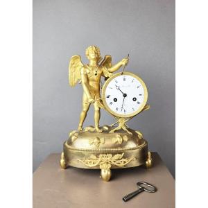 Empire Style Gilt Bronze Mantel Clock, 19th