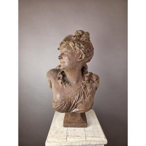 C. Belleuse After, Cast Iron Bust "the Awakening"