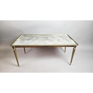 Rectangular Coffee Table In Gilded Brass