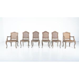 Set Of 4 Chairs And 2 Armchairs, Louis XV Style, Belgium