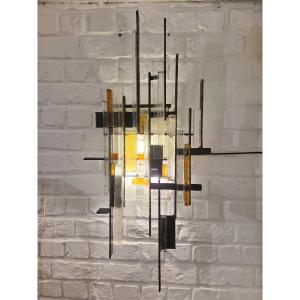 Wall Lamp In Coloured Glass And Metal, Italy Circa 1960