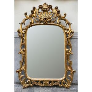 Gilded Wood Mantel Mirror, 19th Century