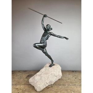 Pierre Le Faguays, Max Le Verrier Bronze With Green Patina 