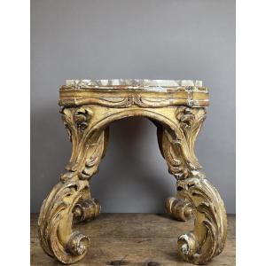 Gilded Wood And Marble Base, Italy Early 19th Century