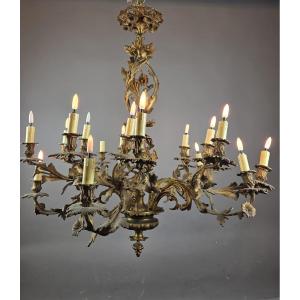 Bronze Chandelier In The Louis XV Style, 19th Century