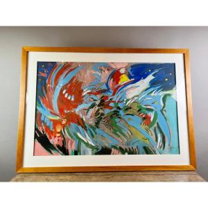 Oil On Cardboard , Dré Aerts, Belgian, 1990s
