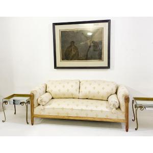 Maurice Dufrêne ( Attributed To) Art Deco Sofa In Gilded Wood, Circa 1930